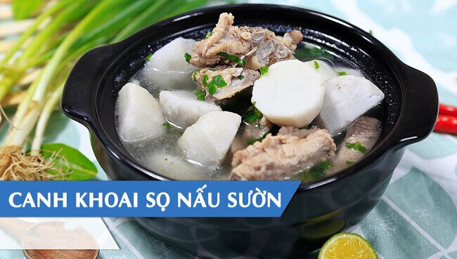 Canh khoai sọ nấu sườn